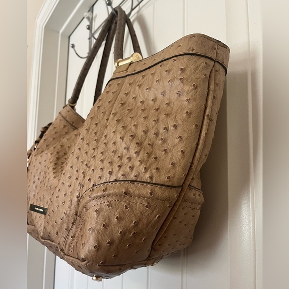 IVANKA TRUMP Beige Faux Ostrich Vegan Leather Shoulder Bag - Picture 9 of 16